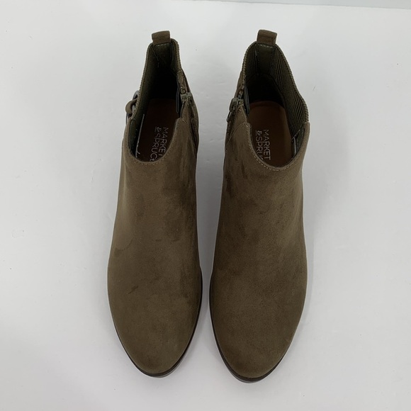Market & Spruce Kaili ankle boots bootie shoe olive green heel stretch new 7 - Picture 4 of 7